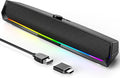 Computer Speakers for Desktop,PC Speakers Gaming Sound bar with Colorful Light,USB Speaker With Bluetooth for PCs Desktop Laptop Tablets,Wired Bluetooth Speaker for Phones(Type-C Adapter Included)