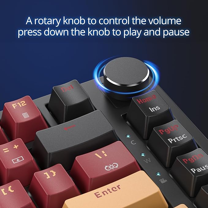 Fogruaden Wired 75% Percent Hot Swappable Mechanical Keyboard, Red Switch, TKL Mechanical Keyboard, Gasket Mount, RGB Backlit Compact Gaming Keyboard with Volume Knob(RedSamurai)