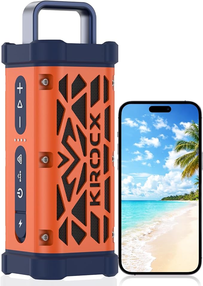 TRAVOR Magnetic Bluetooth Speaker, 45W, All-Aluminum Build Rugged Outdoor Speaker Portable, Deep Bass, IP68 Waterproof, TWS Wireless Speaker for Camping, Golf Cart & Beach (Blaze Orange)