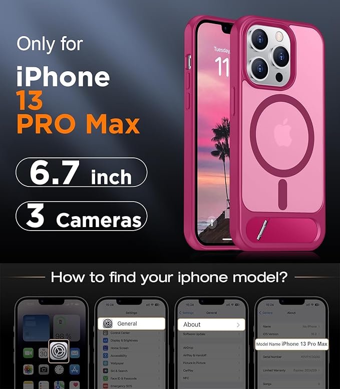 Magnetic Compatible with iPhone 13 Pro Max Case, [Built-in Invisible Kickstand][Compatible with MagSafe] [Military Grade Shockproof] Slim Translucent Matte Phone Case for iPhone 13 Pro Max 6.7"
