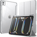 JETech Case for iPad Pro 11-Inch M5/M4 2025/2024 (6th/5th Generation) with Pencil Holder, Clear Transparent Back Shell Slim Stand Shockproof Tablet Cover, Auto Wake/Sleep (Silver)