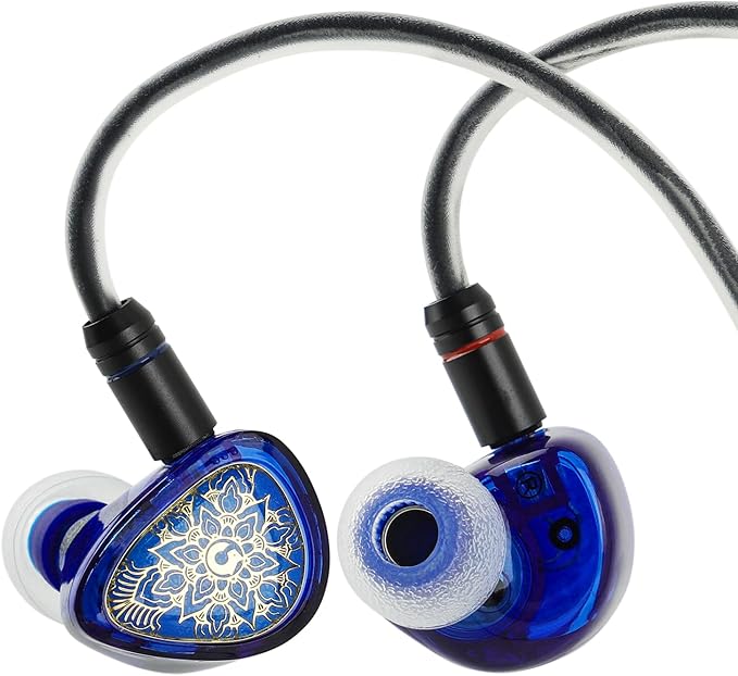 Linsoul TANGZU Wan'er S.G II in Ear Monitor,HiFi Wired Earbuds,10mm Dynamic Driver PET Diaphragm Gaming IEM Earphones with 2Pin Detachable OFC Cable for Audiophile DJ Stage (Clear Blue, 3.5mm Mic)