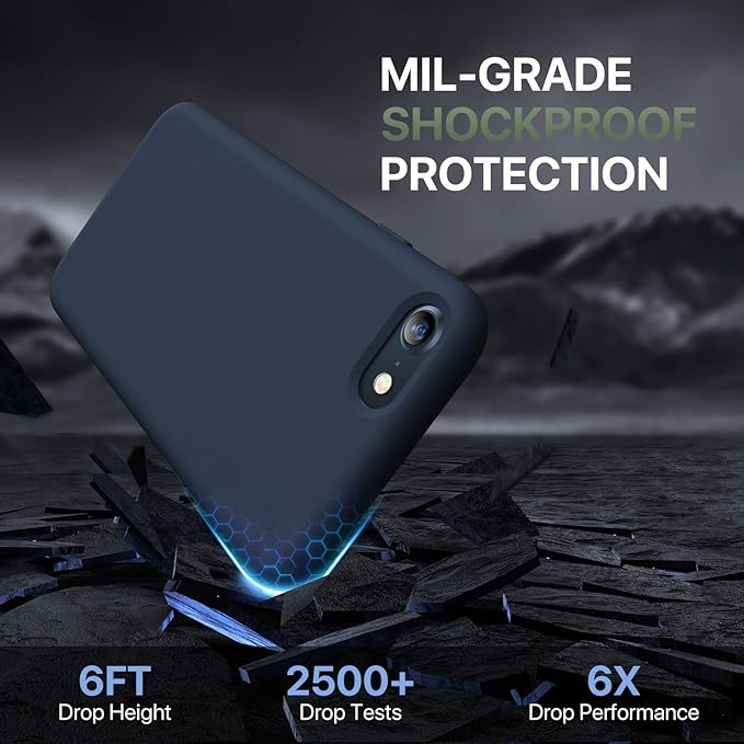 Miracase Ultra Slim Designed for iPhone SE Case 2022(3rd Gen)/iPhone SE 2020 Case(2nd Gen)/iPhone 7 Case/iPhone 8 Case with Screen Protector, Multi-Color Silicone Shockproof Phone Case(Dark Blue)