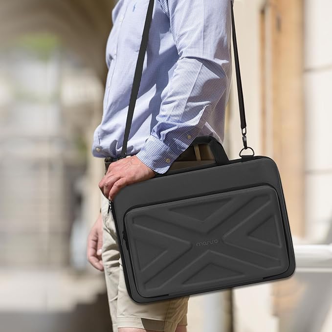 MOSISO Laptop Bag for Men,15-16 inch Computer Bag Compatible with MacBook Air 15 inch/Pro 16 inch, HP, Dell, Lenovo, Asus, Acer, Hard Shell Laptop Case with Front Pocket&Shoulder Strap, Slate Gray