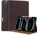 Gexmil Genuine Leather Case for iPad Pro 13 Inch (M5/M4) 2025/2024 with Pencil Holder,Protective Shockproof Smart Premium Leather Folio Cover Adjustable Stand Auto Sleep/Wake Anti-Slip, Sanded Brown