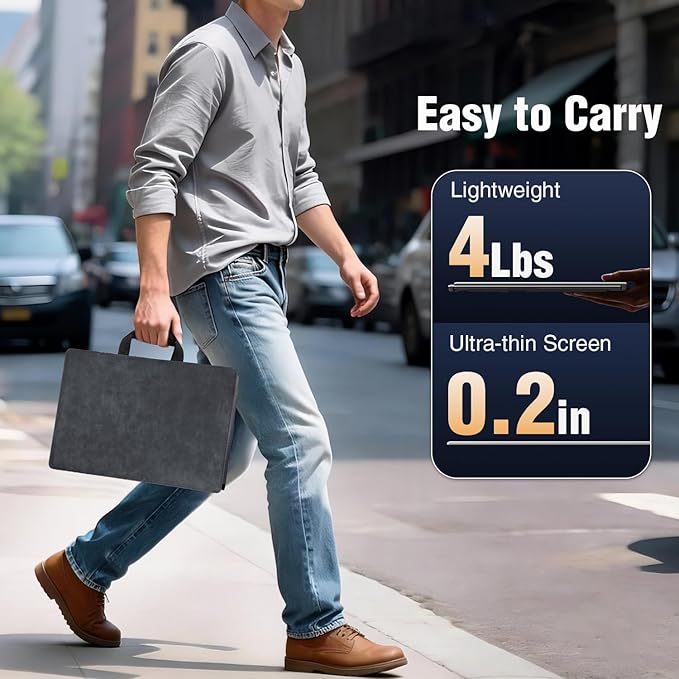APILDELLA 15.6’’ Triple Laptop Screen Extender, 1080P FHD Portable Dual Monitor for Laptop USB C HDMI, Plug-Play Monitor Extender for Triple Display for Mac/Windows, Fit 13”-17.3” Laptops