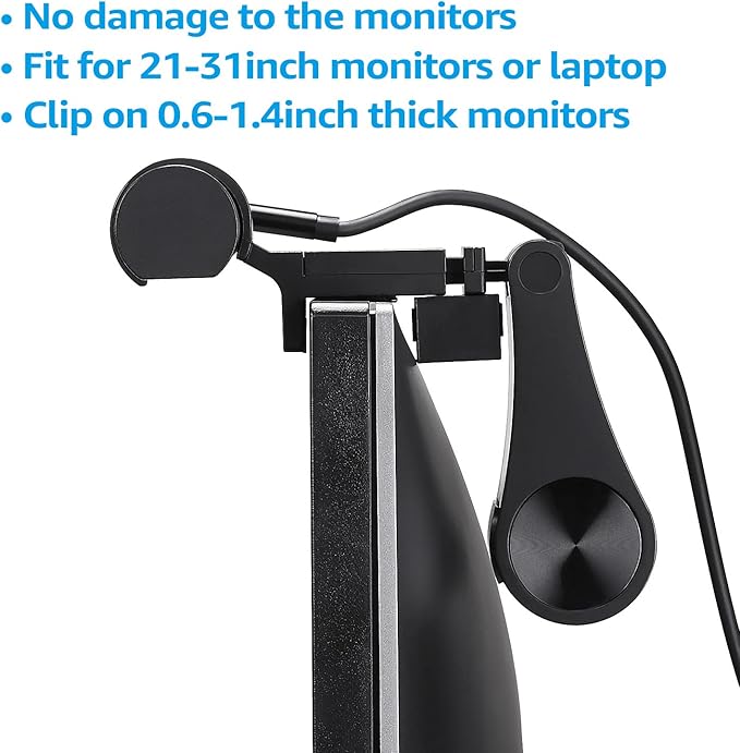 TORCHSTAR LED Computer Monitor Lamp, Auto-Dimming, CRI 97 Eye-Caring Adjustment LED Screen Light Bar, E-Reading USB Powered Monitor Light for Gaming Desk Office, Touch Control, Black