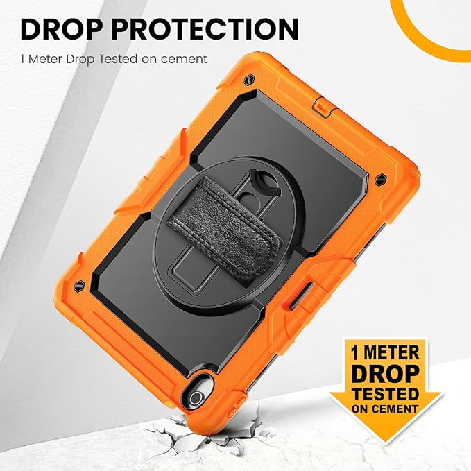timecity for iPad Air 13 Inch Case M4 2026/ M3 2025/ M2 2024, 360° Rotating Stand, Pencil Holder & Wireless Charging, Shockproof with Screen Protector & Shoulder Strap - for Designers, Orange