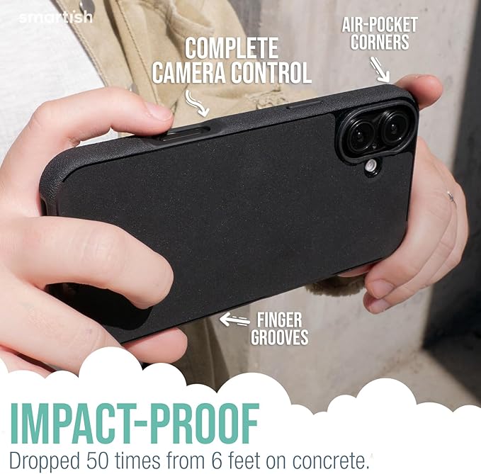 Smartish® iPhone 16 Magnetic Case - Gripmunk Compatible with MagSafe [Lightweight + Protective] Slim & Thin Grip Cover with Microfiber Lining for Apple iPhone 16 - Custom Prints