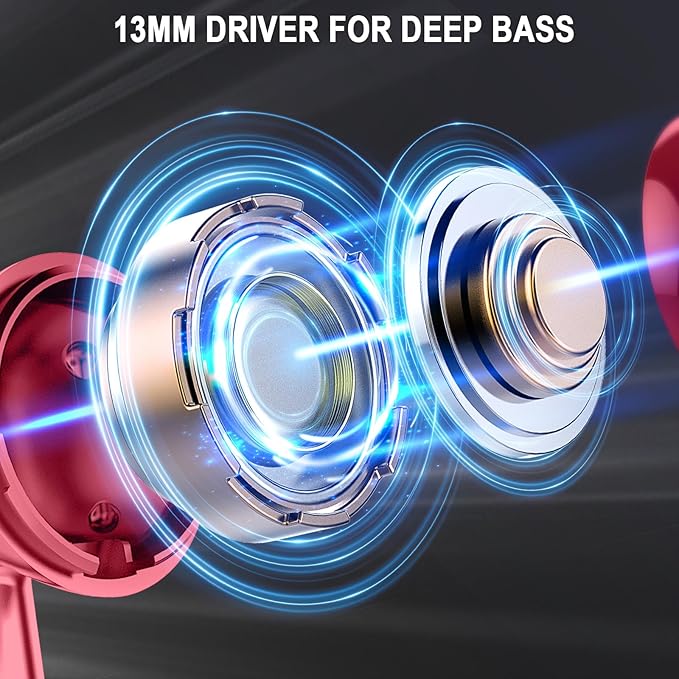 Jxrev Wireless Earbuds, Bluetooth Headphones LED Power Display Ear Buds Bass Stereo, Bluetooth Earbuds in-Ear Noise Cancelling Mic, Playback Mini Case IP7 Waterproof Sports Earphones for Android iOS