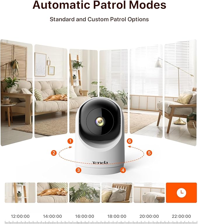 Tenda 2K Indoor Security Camera for Baby Monitor, WiFi 6 Pet/Dog Camera for Home Security, 360° Pan/Tilt, 2-Way Audio, Motion Detection, Night Vision, 24/7 Cloud & SD Card Storage(CP3-V3.0)