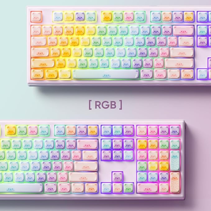 MONSGEEK AKKO MG108B Colorful Cats Mechanical Keyboard Hot-Swappable Multi-Mode Gaming Keyboard with PBT Dye-Sub Mao Profile Keycaps Pre Lubed Piano Switch