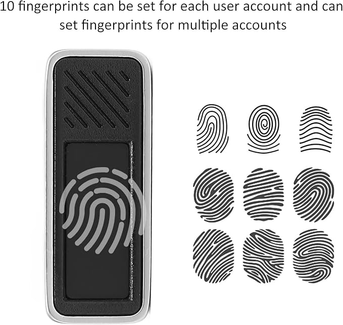 USB C Fingerprint Reader, 360° Detection Mini Fingerprint Scanner 0.5s Touch Speedy Matching Portable Biometric Scanner USB Security Key for Password and File Encryption