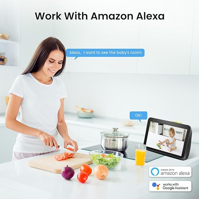 AMOROM Indoor Camera for Home Security 360°, 1080p Pet Cameras with Pan&Tilt, Night Vision, Motion Detection, 2-Way Audio, Compatible with Alexa/Google Assistant, 2.4GHz WiFi, 2 Pack
