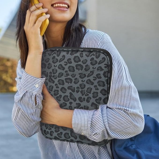 Dadanism 9-11" Tablet Sleeve Bag Carrying Case for iPad (A16) 11th Gen 11", iPad 10th Gen 10.9" Air 5/4, iPad Air M4/Pro 11", iPad 9/8/7th, Galaxy Tab A11+ Plus 11", Remarkable 2 10.3",Leopard Black