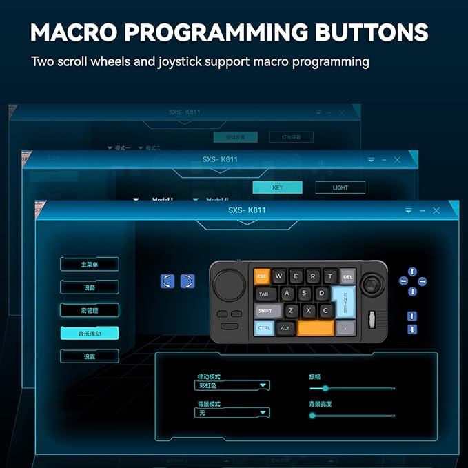 UncleS Double Scroll Wheel Mechanical Keyboard 19 Key Small Keypad Color Backlits Programmable Joystick Hot Swappable Switches Space Saving Macroed Gaming Keyboard