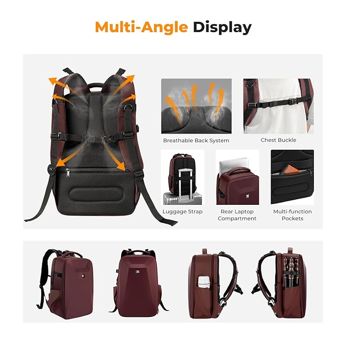 K&F CONCEPT Camera Backpack,Hardshell Photography DSLR Camera Bag with 15-15.6 Inch Laptop Compartment Hard Shell Camera Case Compatible with Canon/Nikon/Sony/DJI Mavic Drone
