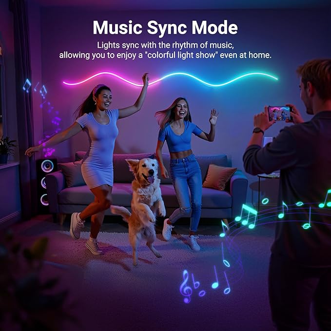 NEEWER 9.84ft/3m LED Strip Lights, Smart AI RGB Flexible Cuttable Neon Rope Light with App Control for Bedroom Gaming Room Indoor Studio Home Wall Decor, Compatible with Google Assistant Alexa, NS02