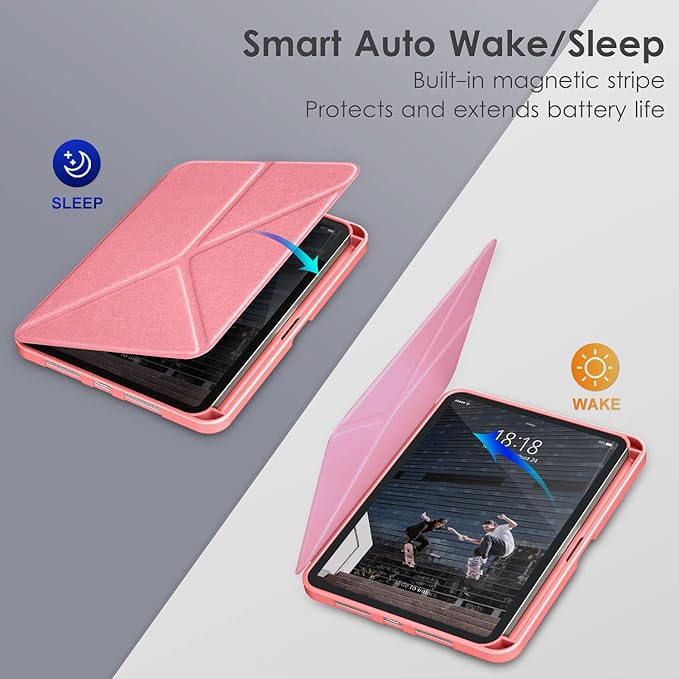 DTTO Case for iPad mini 7 (A17 Pro) 2024 / iPad mini 6 2021 8.3 inch with Pencil Holder, Multi-Angle Magnetic Standing Cover for iPad mini 7th/6th Generation [Auto Wake/Sleep], Pink