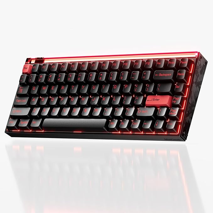 MelGeek MADE84 Ultra+ Wired Gaming Keyboard, Magnetic Keyboard with Hall Effect, 75% Compact Rapid Trigger, Hot-Swappable, RGB Snap Tap & Adjustable Actuation, Online HIVE Custom, Aluminum Case-Red