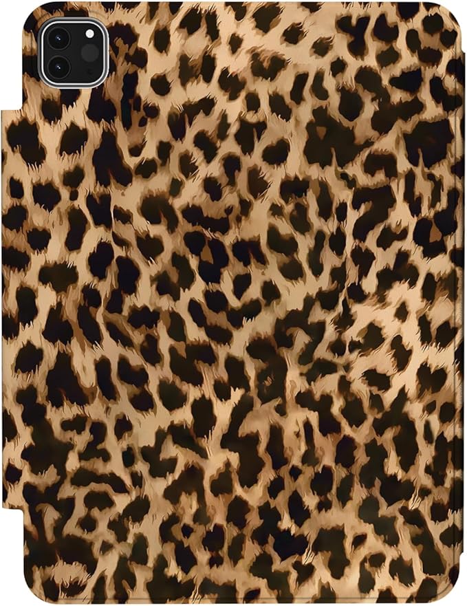 Case for iPad Air 13 Inch M4 (2026)/ M3 (2025)/ M2 (2024), iPad Pro 12.9-inch 6th/5th/4th/3rd Generation Case, Trifold Multi-Angle Stand, Magnetic Flap, Full Protective Cover, Brown Cheetah
