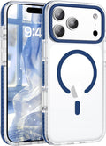 BENTOBEN Magnetic for iPhone 17 Pro Case 6.3", Compatible with Magsafe Military Shockproof Protective Cute Transparent Slim Anti-Yellowing Phone Case for iPhone 17 Pro Cover, Clear Deep Blue