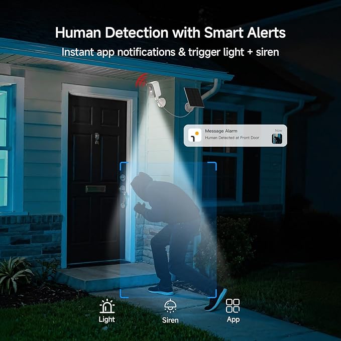 Arenti Solar Camera Outdoor Wireless, 3MP 2K with 340° Pan, PIR Detection, Color Night Vision, 2-Way Audio, Battery with Solar Powered Wireless Cameras for Home Security Outdoor, Works with Alexa