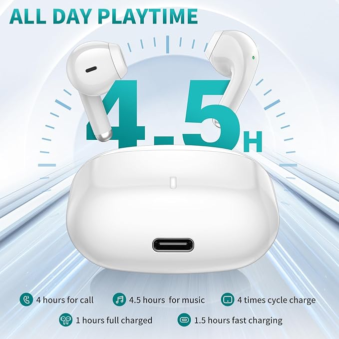 ACAGET Wireless Earbuds for iPhone 17 16 Pro Max Air 15 14 13 12 11 XR XS Bluetooth 5.3 Headphones Noise Isolation Earphones for Galaxy S26 S25 S24 Ultra S23 S22 HiFi Bass Stereo Earphone for Google