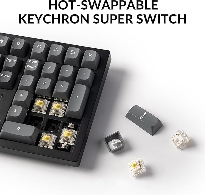Keychron K10 Max Wireless Custom Mechanical Keyboard, 100% Layout QMK 2.4 GHz Bluetooth White Backlit with Hot-swappable Keychron Super Banana Switch Compatible with Mac Windows Linux
