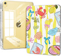 Slim Case for iPad 11th Generation A16 Chip 2025, iPad 10th Generation Case 10.9" 2022 with Pencil Holder, Lightweight Transparent Clear Back Cover, Trifold Stable Stand, Beach Foods