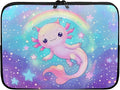 Rainbow Axolotl Computer Sleeve for Women Girls Laptop Sleeve 12 inch Neoprene Laptop Covers with Padded Compartment Lap Top Case Galaxy Computer Carrying Bag Purple