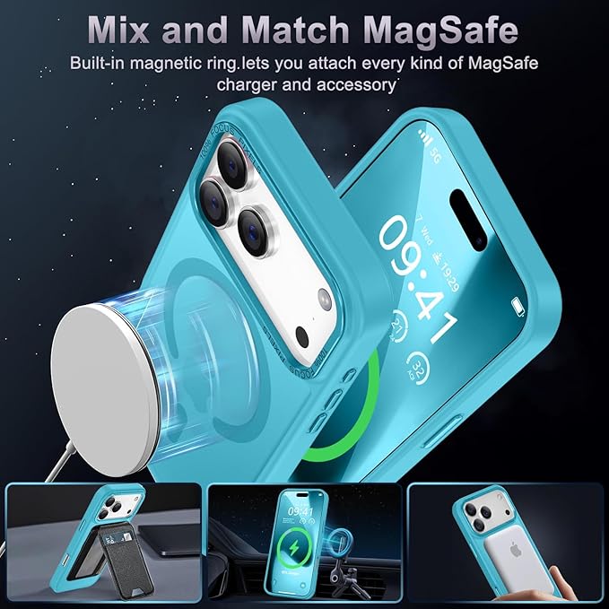 Newfuture Magnetic for iPhone 17 Pro Max Case [Compatible with Magsafe] [Military Grade Drop Protection] Translucent Matte Anti-Scratch Shockproof Protective Phone Cover 6.9 Inch, Lake Blue