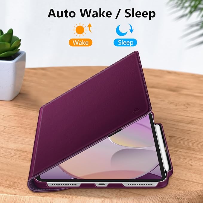 Fintie Rotating Case for iPad Pro 13-inch (M5) 2025 / (M4) 2024 with Pencil Holder - 360 Degree Swiveling Protective Stand Cover with Auto Wake/Sleep, Purple