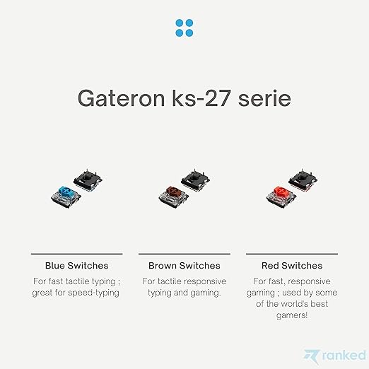 Ranked Gateron ks-27 Low Profile Key Switches for Mechanical Gaming Keyboards | Plate Mounted (Gateron Brown, 65 Pcs)