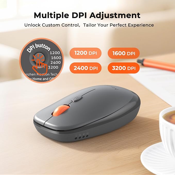 MEETION Wireless Keyboard and Mouse, Ultra Slim Multi-Device Bluetooth Keyboard Mouse, Low-Profile Full Size Keyboard, 1200-3200 DPI Mice, for Computer PC Laptop Tablet iPad, Windows/Mac/iOS