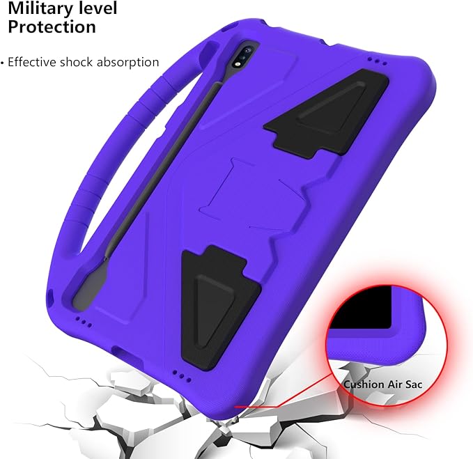 Kids Case for Samsung Galaxy Tab S10+/S9+/S8+/S7 FE/S7+/S9 FE+ 12.4", Techcircle Light Weight Shock Proof EVA Foam Handle Rugged Stand Protective Case for Galaxy Tab S9 FE Plus/S10 Plus 2024, Purple
