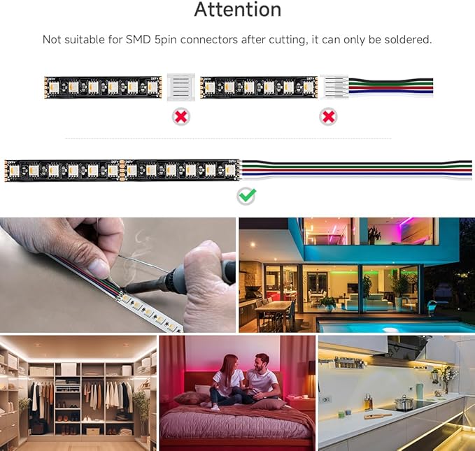 BTF-LIGHTING UL Listed RGBW LED Strip Lights,5050 4 Colors in 1 RGB + 2700K-3000K Warm White,24V DC,16.4ft/5m 60LEDs/m 12mm Black PCB, IP30 for Home Decoration(No Adapter or Controller)