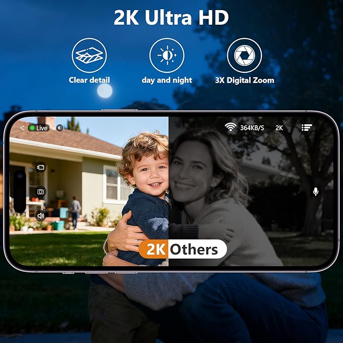 2K FHD Security Camera Wireless OutdoorCamera for Home Security, Instant Alert, AI Human Detection, Color Night Vision,2-Way Talk,SD/Cloud Storage,Solar/Battery Powered,Spotlight,Siren Alarm,2.4G WIFI