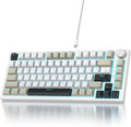 Owpkeenthy 75% Keyboard, 82 Key Gasket Mounted Mechanical Gaming, Wired RGB Backlit NKRO Compact Hot Swappable Keyboard with Volume Knob for PC Laptop (82 Gray White)