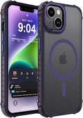 DEERLAMN Strong Magnetic Case for iPhone 15 6.1-Inch,[Compatible with Magsafe][Military Grade Drop Protection] Translucent Matte Shockproof Protective Phone Cover-Frosted Purple