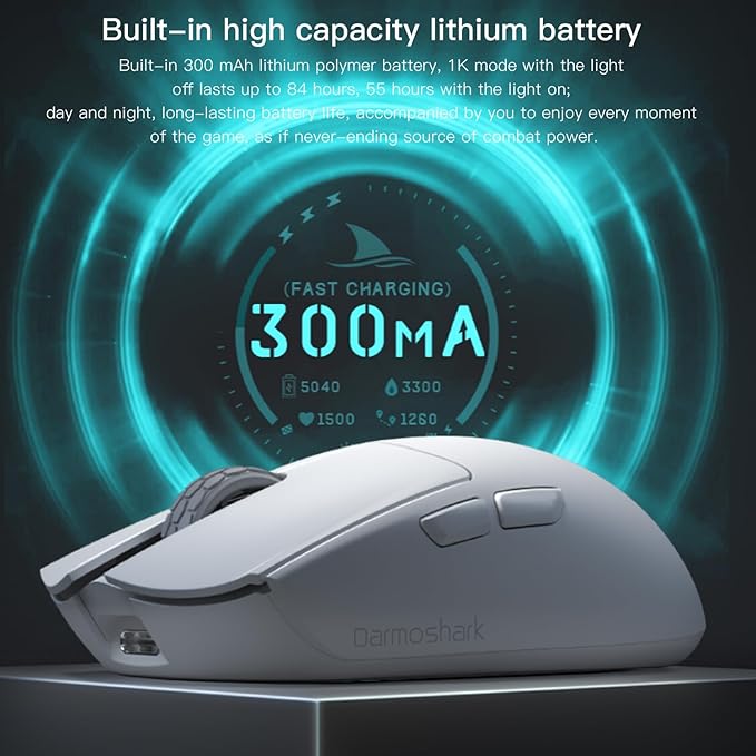 Darmoshark M3microPRO Mini Wireless Gaming Mouse,Tri-Mode 2.4G/USB-C/Bluetooth Mouse Up to 30000DPI,PAW3950 Optical Sensor Lightweight 43g,8 programmable Button,Computer Mouse for PC,Mac-B
