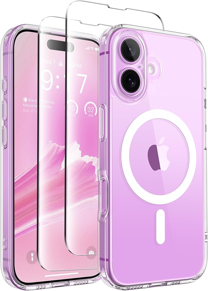 CAPRARO Magnetic Compatible with iPhone 16 Case, Upgraded [Full Camera Protection] [Compatible with MagSafe] Protective Translucent Matte Women Girl Phone Case Cover, Clear