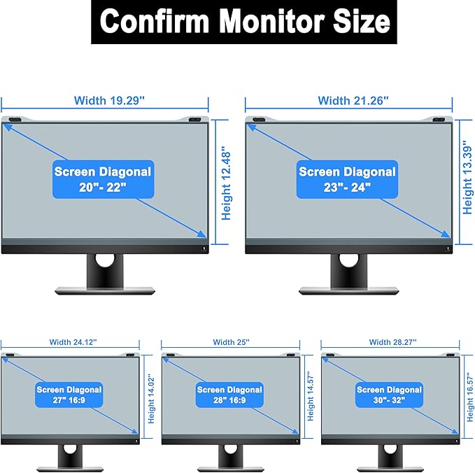 ZYY Diagonal 28 Inch Anti Blue Light Screen Protector for (W 25 x H 14 9/16) Monitor, Desktop PC UV Blocking Filter for Eye Strain, Hanging Computer Screen Blue Light Blocker 28 Inch Monitor