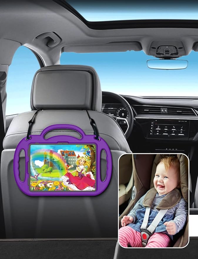 SUPLIK Kids Case for iPad 11th Gen (A16) 11-inch 2025 & 10th Generation 10.9" 2022 & Air 11" 2025/2024 & Air 5th/4th Gen & Pro 11, Durable Shockproof Cover with Shoulder Strap Handle Stand, Purple