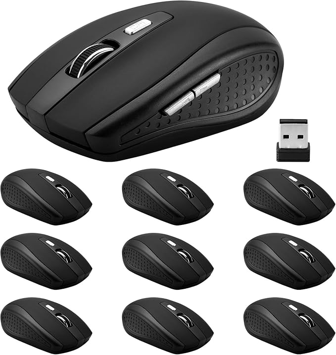 Guiheng Wireless Mouse, 2.4Ghz Computer Mouse 1200DPI, 6 Buttons with Nano Receiver for Laptop, PC, Chromebook, Computer, Notebook, Office - 10 Pack