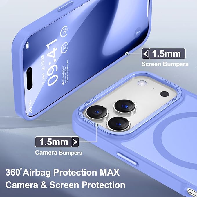 Newfuture Magnetic for iPhone 17 Pro Max Case [Compatible with Magsafe] [Military Grade Drop Protection] Translucent Matte Anti-Scratch Shockproof Protective Phone Cover 6.9 Inch, Light Purple