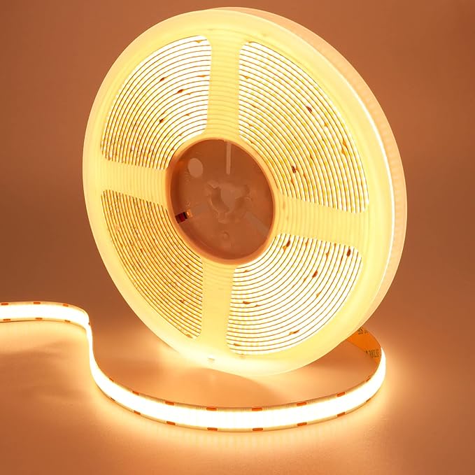 GOMING 32.8ft(10M) 24V Double Row COB LED Strip Light Warm White 3000K 6000LEDs CRI 93+ 20000lm Uniform Glow Dotless IP20 Not Waterproof Flexible LED Tape Lights for DIY Home Decor(No Power Supply)