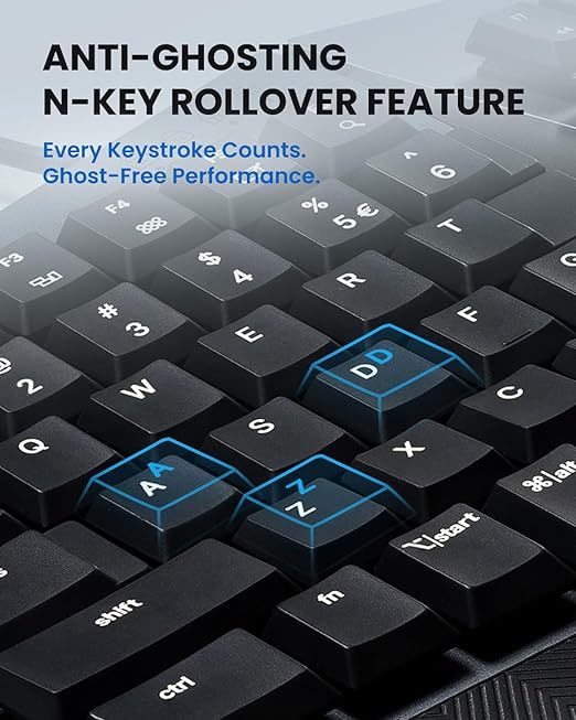 Perixx PERIBOARD-535BL [Firmware Updated] Wired Ergonomic Mechanical Keyboard - Full-Size - Low-Profile Blue Clicky Switches - Compatible with Windows and macOS