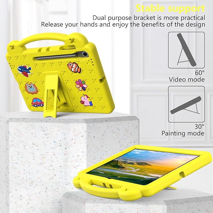 AKABEILA Compatible with Samsung Galaxy Tab S11 X730/X736 2025 11 inch Tablet Case, Kids Friendly Universal Lightweight Shockproof Protective Case with Shoulder Strap & Stand Handle Yellow