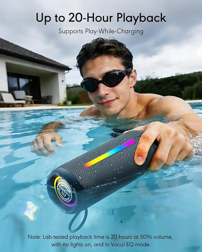 Portable Bluetooth Speaker, IPX7 Waterproof Wireless Speaker, 30W Loud Stereo Sound with Deep Bass, Bluetooth 5.4, EQ Mode for Home/Outdoor/Travel, Birthday Gifts for Adults Men Women Teen (Blue)